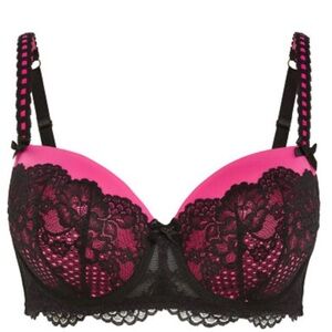 City Chic Black and Pink Lace Bra